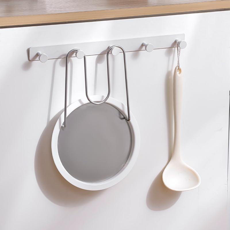 Pot Lid Holder – Stainless Steel & PP – White – Round Design