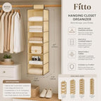 96 Pieces Hanging Closet Organizers (Beige Fabric Wardrobe Storage Shelf for Clothes – Bags – Shoes and Accessories)