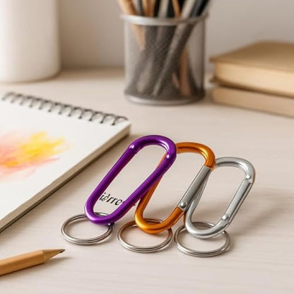 Carabiner Keychain with Split Ring Pack of 3 – Aluminum Snap Hook Key Rings for Keys, Bags, Backpacks, Travel & Outdoor Accessories