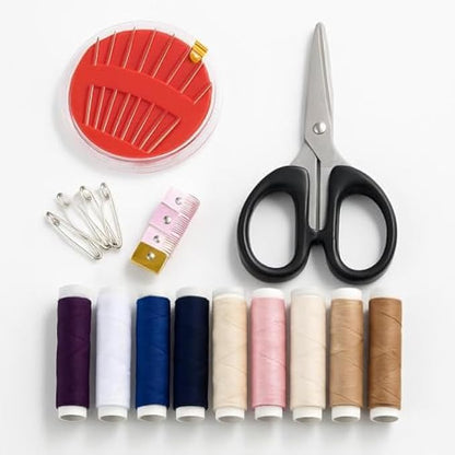 Large Sewing Kit with Scissors - Portable Travel Sewing Set with Threads, Needles, Buttons, Thimble, Tape Measure, Pins, Emergency Repair Kit