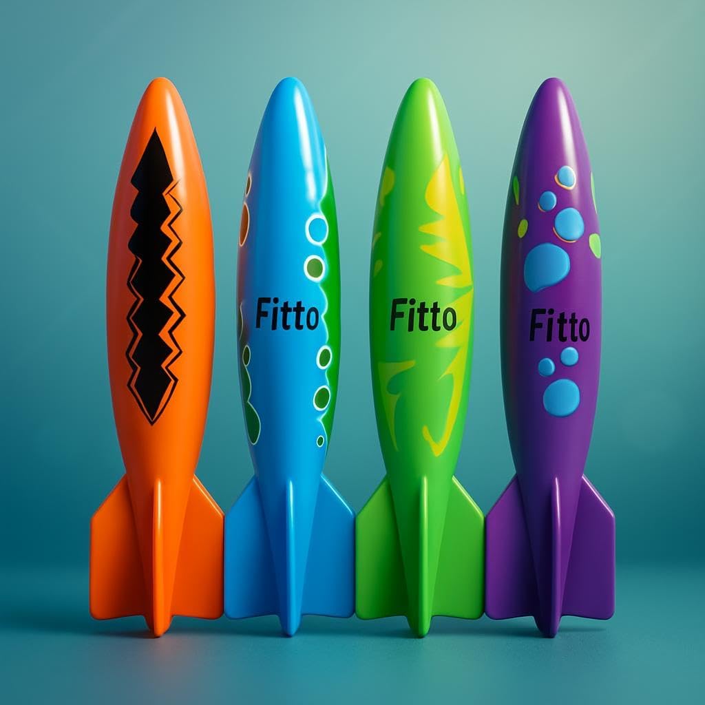 120 Pieces 4Pcs Sinking Dive Torpedo Pool Toys (PVC Underwater Torpedoes for Kids & Adults – Swim Accessories – Pool Games – Summer Fun)