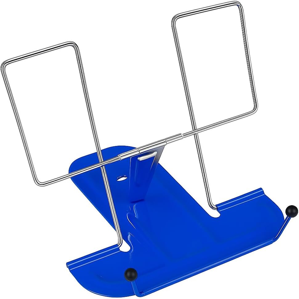96 Pieces Metal Desk Lectern Book Stands (Adjustable Reading Stand for Books – Tablets & Documents – Sturdy Foldable Desktop Holder (230mm – Blue))