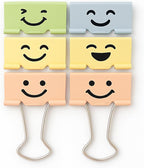 120 Pieces 8 Pieces (25mm Binder Clips with Emoji – Assorted Colors Office Stationery Fastener)
