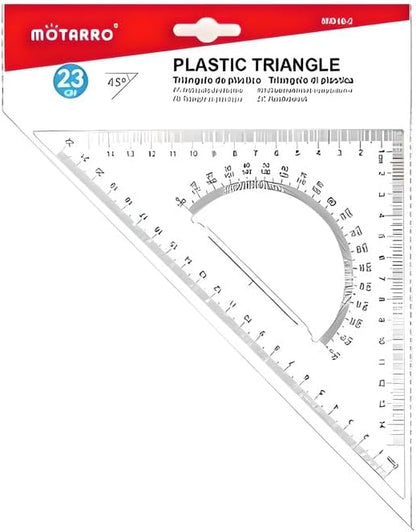 Plastic Triangle Ruler 23cm x 14cm for Geometry, Drafting, and Drawing