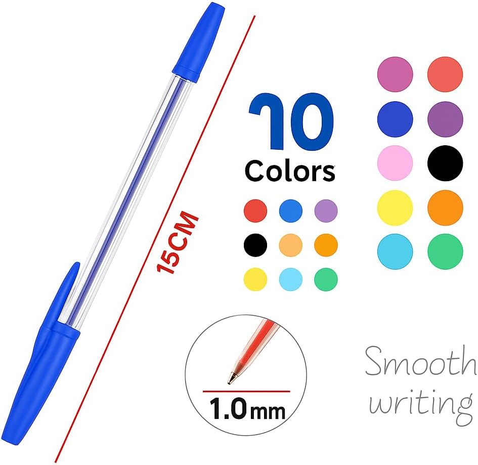 120 Pieces 10 Piece Ball Point Pens (1.0mm – 15cm – Assorted Colors – Office & School Stationery)