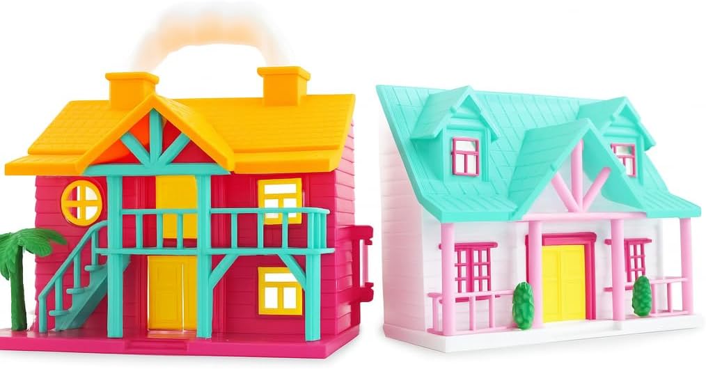 96 Pieces Doll Small House Miniature Furniture Toys for Girls with Light - Interactive Toy Playset with Detailed Furniture (LED Lights – and Fun Accessories - Perfect Gift for Kids Ages 3+)