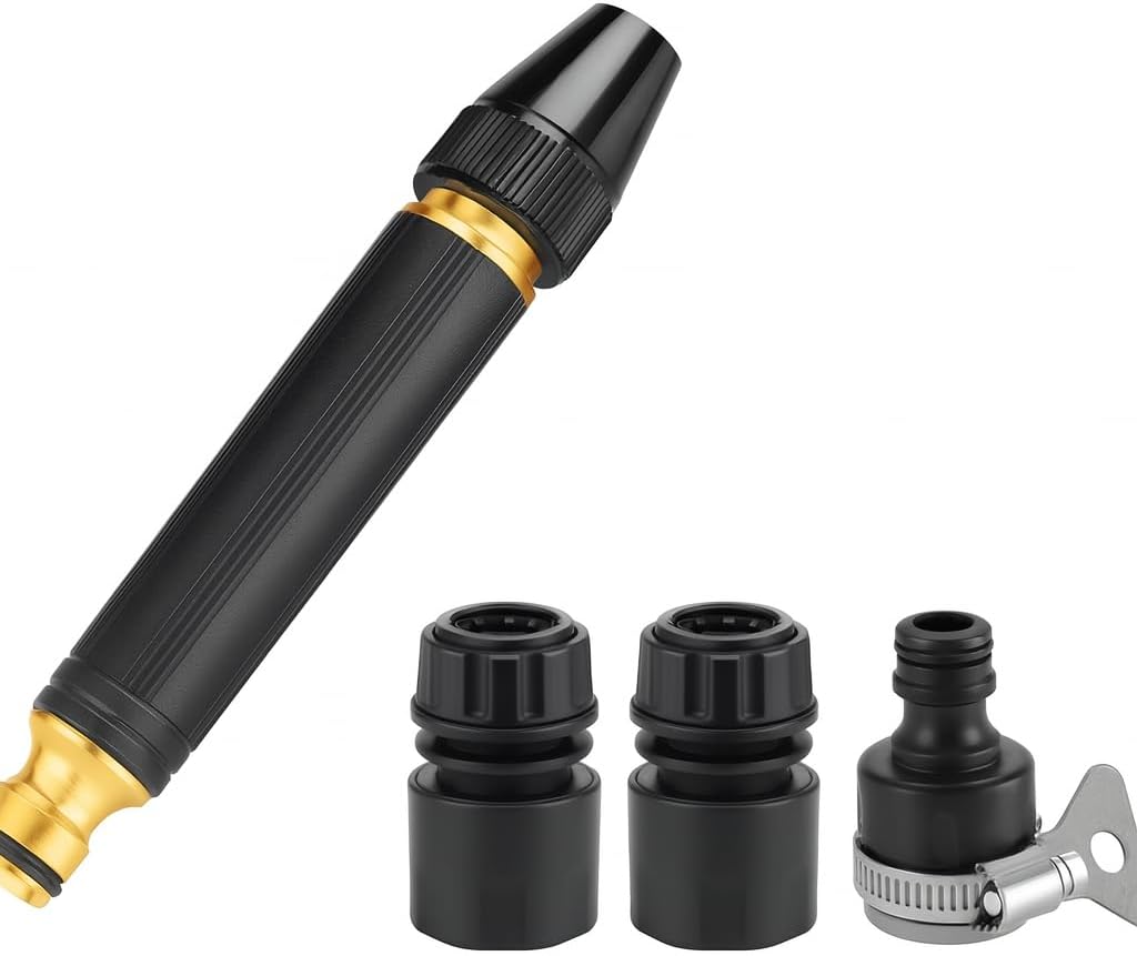 96 Pieces Garden Hose Nozzle Kit - Premium Black Brass Nozzles with 3 Adjustable Spray Patterns (Heavy-Duty Metal Construction – Ideal for Outdoor Watering and Cleaning – Ergonomic Grip)