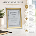 96 Pieces A4 Document Frames (21 x 29.7 cm for Certificates – Diplomas and Photos – Wall or Tabletop Display – Gold and Silver)