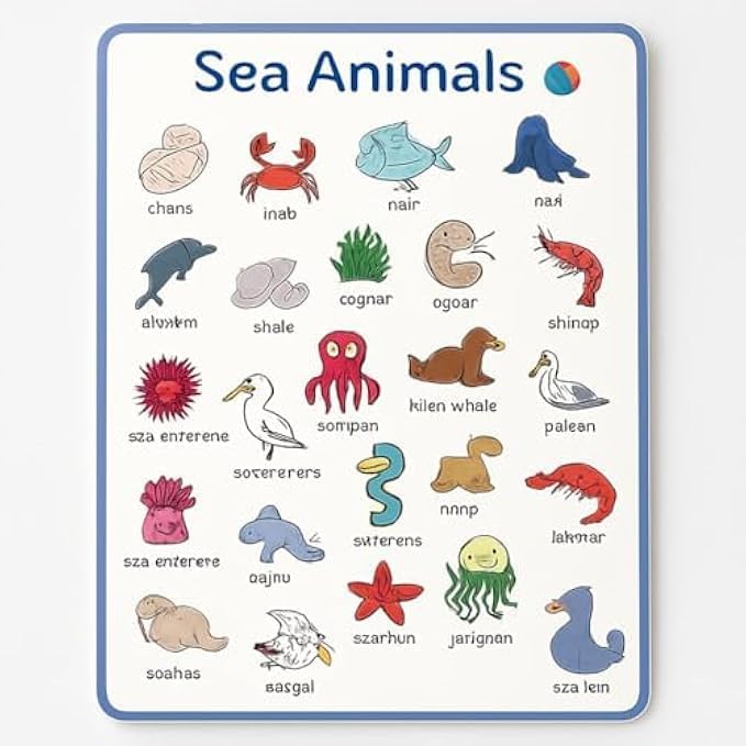 Sea Animals Educational Stickers for Kids – Ocean Animal Stickers for Preschool, Classroom Rewards & Learning Activities