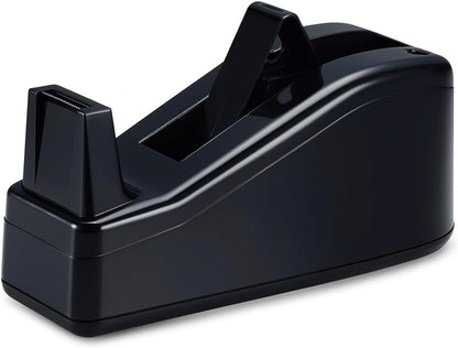 Black Tape Dispenser - Heavy Duty Desk Tape Dispenser with Non-Slip Base, Easy-to-Load Design, for Office, Home, and School Use