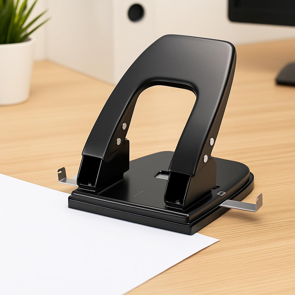 Heavy Duty 2-Hole Punch, 30 Sheets Capacity – Durable Metal Puncher for Office & School, Adjustable Paper Guide, Ergonomic Handle, Precise Hole Punching, Ideal for Filing & Organizing
