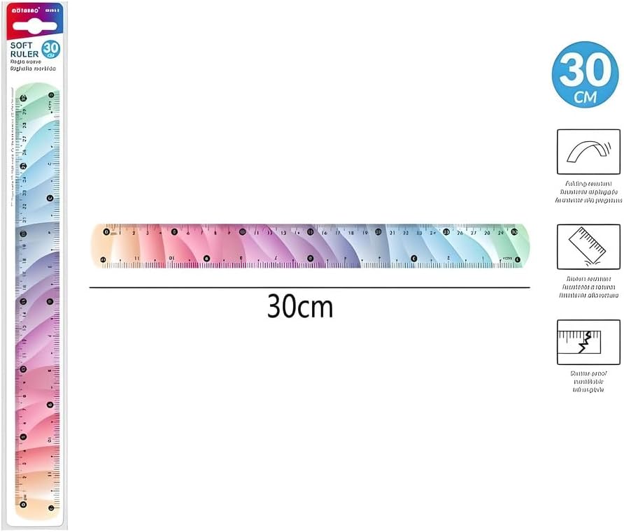 Soft Ruler 30 cm Multi Color Flexible Measuring Tool for School and Office Supplies