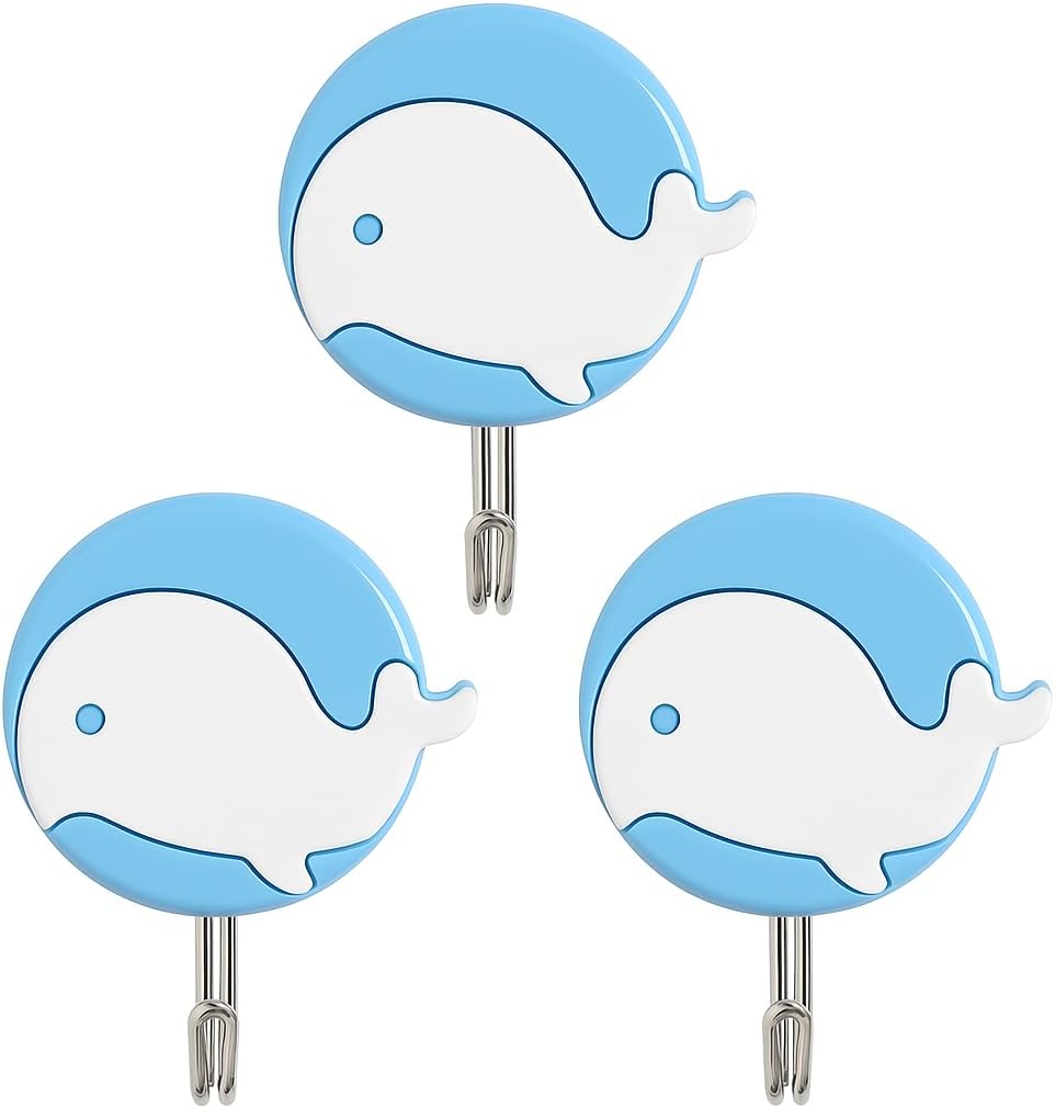 Durable Plastic Hooks Mix Designs, 3pcs on Card for Home, Office, Garage Storage