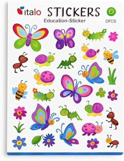Garden Educational Stickers for Kids – Nature, Flowers & Insects Classroom Reward Stickers for Preschool Learning, Scrapbook, Crafts & Planners