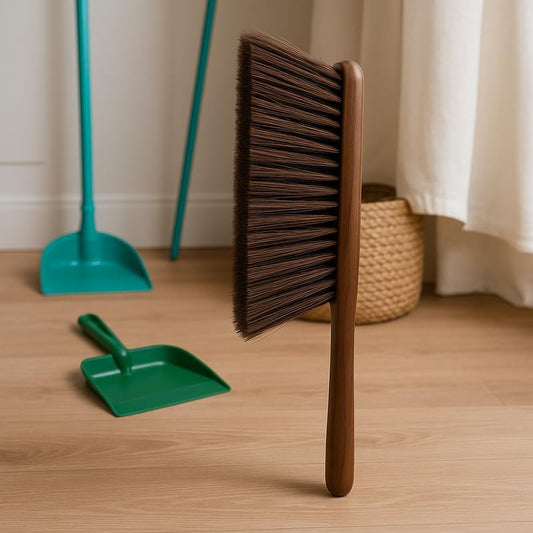 Large Wooden Hand Brush for Cleaning, Big Brown Wood Scrub Brush for Home and Garden Use