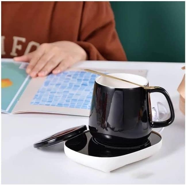 FITTO Coffee Mug Warmer with Mug, Electric Mug Warmer for Desk with Auto Shut-Off – Perfect for Keeping Coffee, Tea, Milk Warm, Compact Design, Includes Cup & Spoon – Ideal Gift for Home & Office