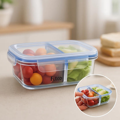Glass Storage Food Container with Full Divider, 700ml