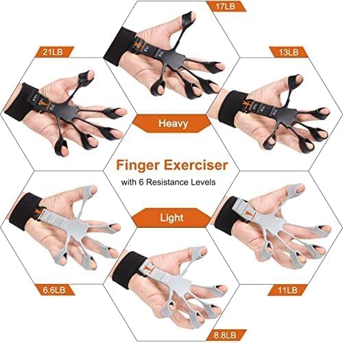 120 Pieces Grip Strength Trainers (6 Resistant Levels – Silicone Finger Exerciser – Hand Extension – Strength Training – Finger Flexion)