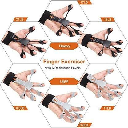 Grip Strength Trainer, 6 Resistant Levels, Silicone Finger Exerciser, Hand Extension, Strength Training, Finger Flexion