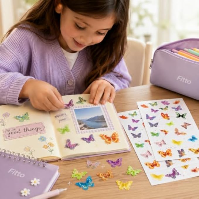240 Pieces Glitter Butterfly Stickers (Assorted Multicolor Peel-and-Stick Craft Decorations for Cards – Notebooks – Scrapbooks – Gift Wrap and DIY Decor)