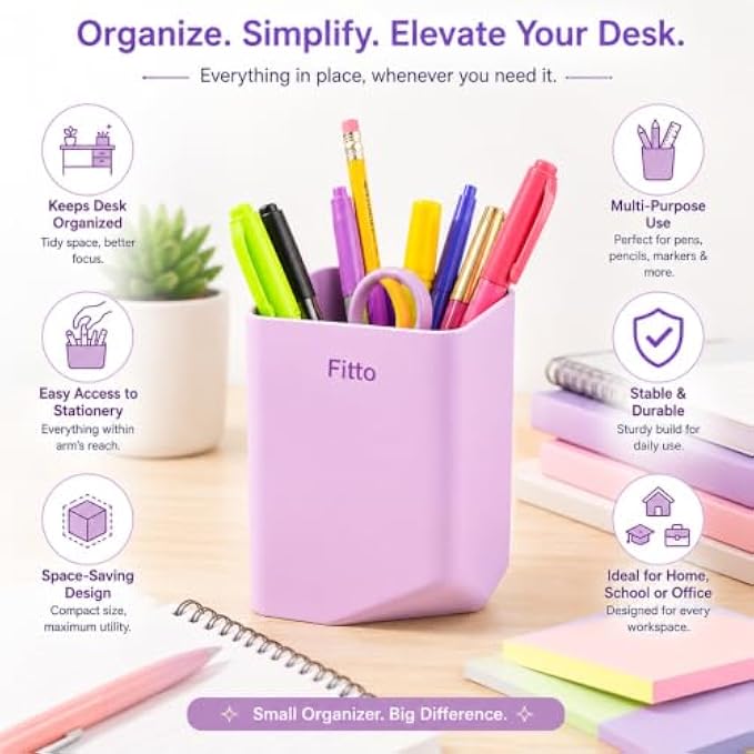 120 Pieces Lavender Desktop Pen Holders (Compact Open-Top Plastic Organizer for Pens – Pencils – Markers – Brushes and Stationery Tools)