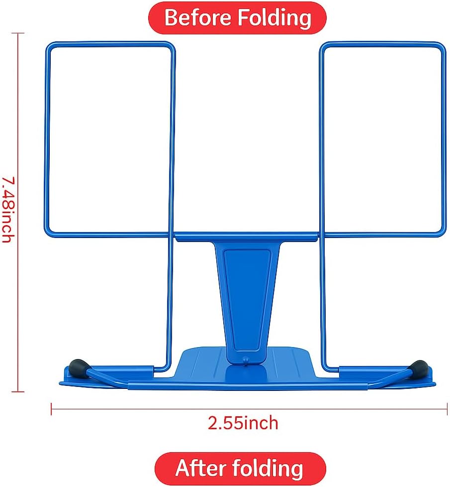96 Pieces Metal Desk Lectern Book Stands (Adjustable Reading Stand for Books – Tablets & Documents – Sturdy Foldable Desktop Holder (230mm – Blue))