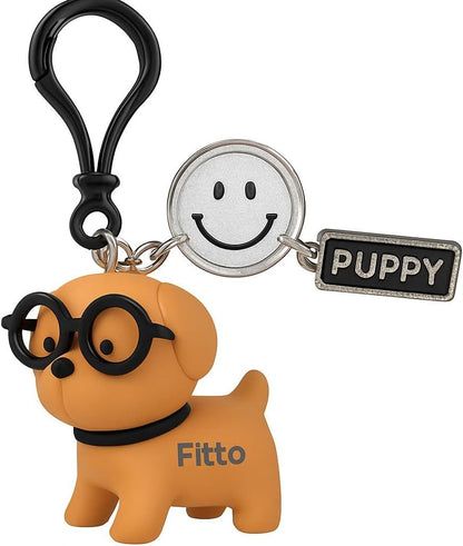 Funny Dog Keychain with Glasses - Brown Silicone Accessory