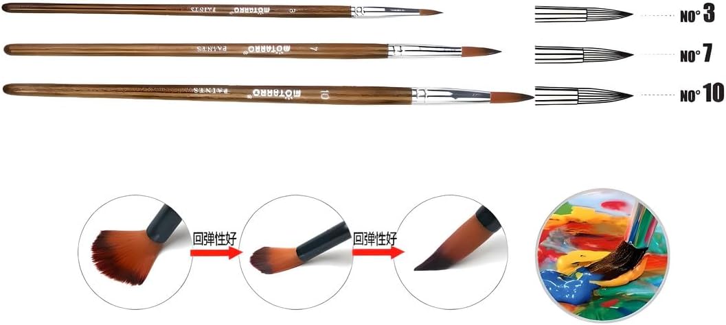 120 Pieces 3 Pieces Painting Brush Set Point Tips for Creative Art and Drawing