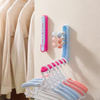120 Pieces 90 Degree Foldable Adhesive Space-Saving Clothes Hanger Storage - Hold uptos (5kgs – Rose Red & Blue - 2-Pack)