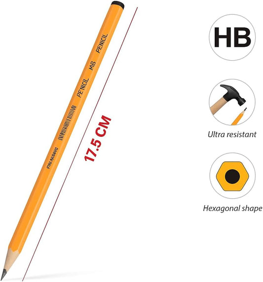 HB Pencil 17.5 cm - Ideal for Writing, Drawing, and Sketching