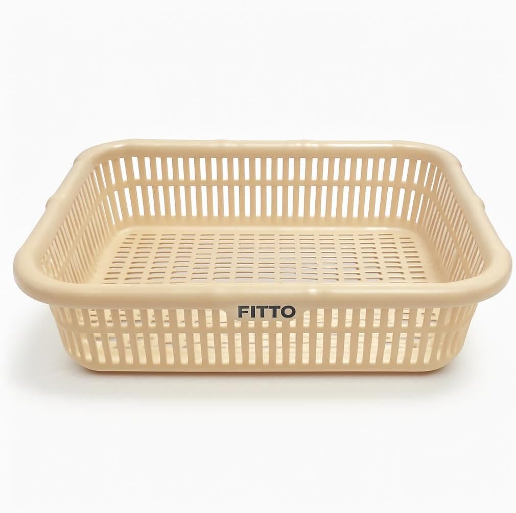 Mini Storage Basket X-Large – 39x29x8 cm Sturdy Transparent-Natural Plastic Storage Basket, 4.5L, BPA-Free, Easy to Stack and Clean,Assorted