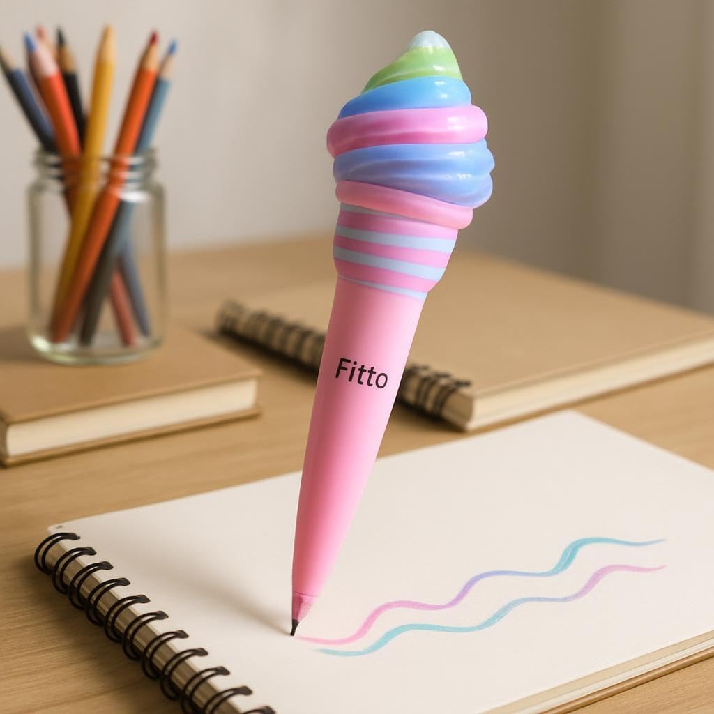 120 Pieces Ice Cream Corns (0.5mm Fancy Gel Pen – 16.5cm – Assorted Colors – Pack of 4)