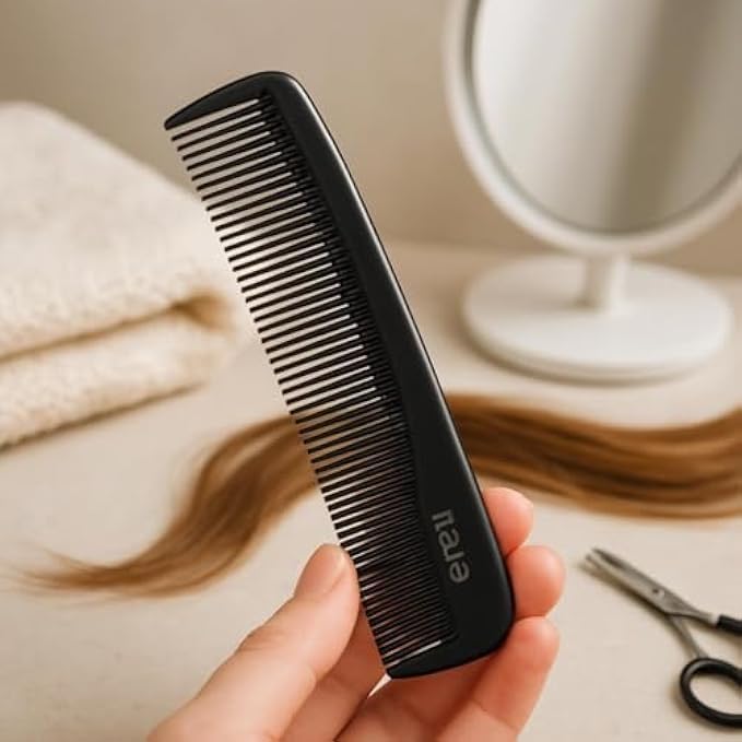 144 Pieces Black Rounded Teeth Plastic Hair Combs (12cm - Pocket Travel Scalp Gentle Detangling Comb)