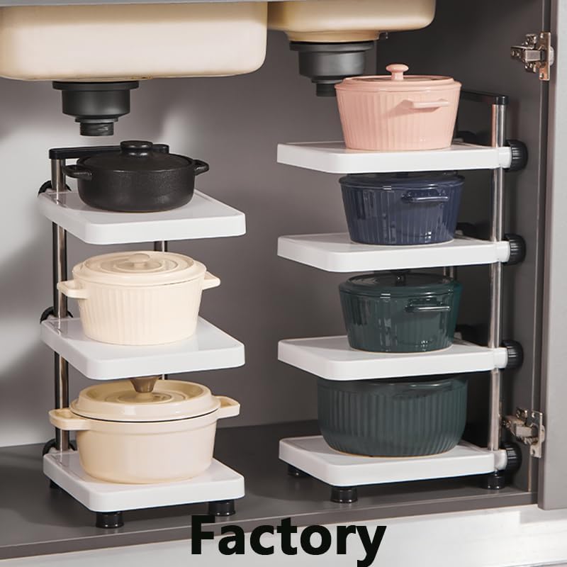 Two-Layer Pot Storage Rack – Space-Saving Design in White – Stainless Steel
