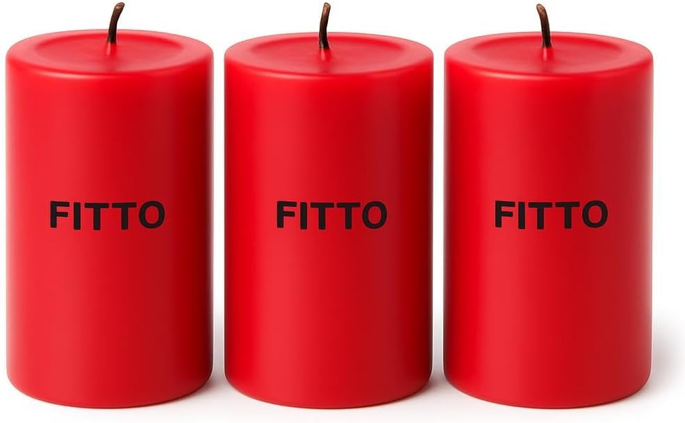 96 Pieces Red Pillar Candles 3 Piece Set Unscented Home Decors (Wedding & Event Candle – Long Burning Smokeless (5X7.5 CM))