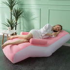 48 Pieces Indoor & Outdoor Inflatable Deluxe Lounge Chairs with Armrest (Soft Plush Fabric Seating – Ideal for Home – Camping – Gaming – Picnics – Festivals (Pink))