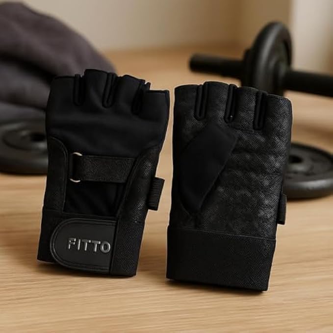 96 Pieces Workout Gloves for Men & Women - Black Breathable Gym Gloves for Weightlifting (Crossfit – Cycling with Anti-Slip Padded Palm & Adjustable Wrist Strap)