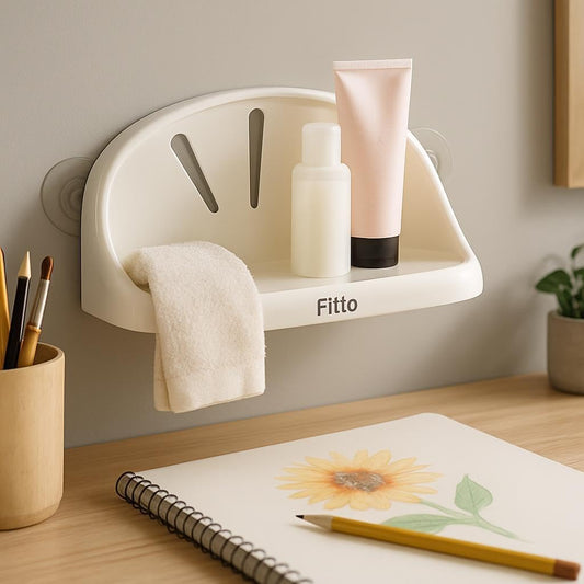 Wall Attachable Shower Shelf 17x10CM – Space-Saving Bathroom Organizer for Towels & Toiletries