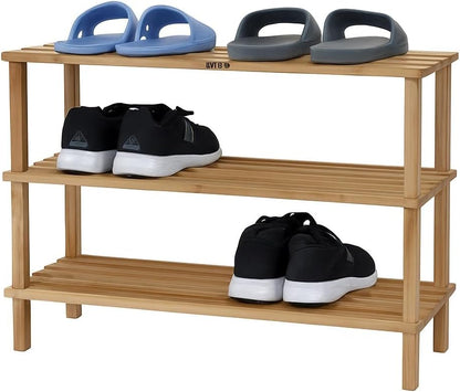 Wooden Shoe Rack 3 Layer, Natural Wood Color, 74x26x48.5cm