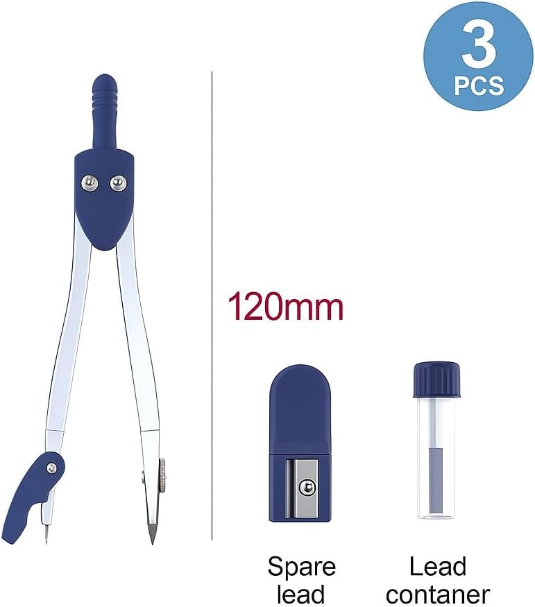 Compass Set 3 PC for Geometry, Math Drawing Tools for Students and Professionals