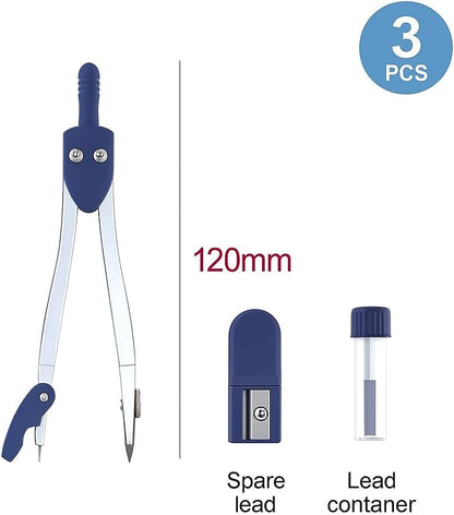 Compass Set 3 PC for Geometry, Math Drawing Tools for Students and Professionals