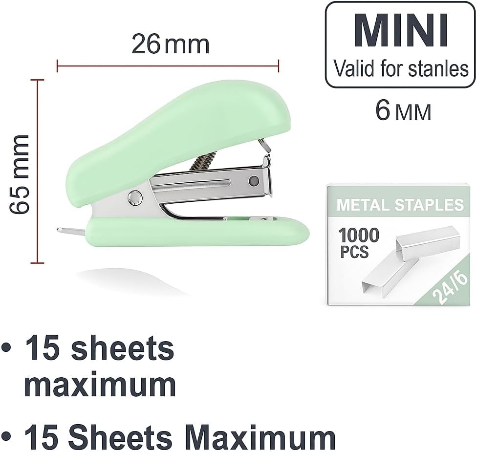 120 Pieces Mini Staplers for 24/6 & 26/6 Size Pins (1 Piece Green Office Stapler)