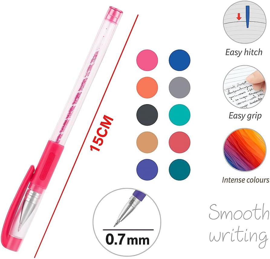 10 Pieces 0.7mm Metallic Ball Point Pens 15cm Assorted Colors