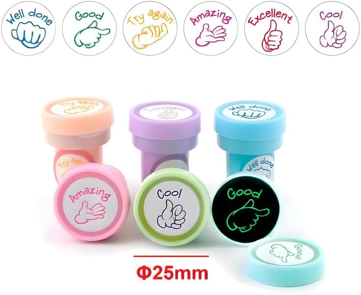 120 Pieces 6 Pieces Hand Symbols Stamps (25mm for Crafting & Office Use)