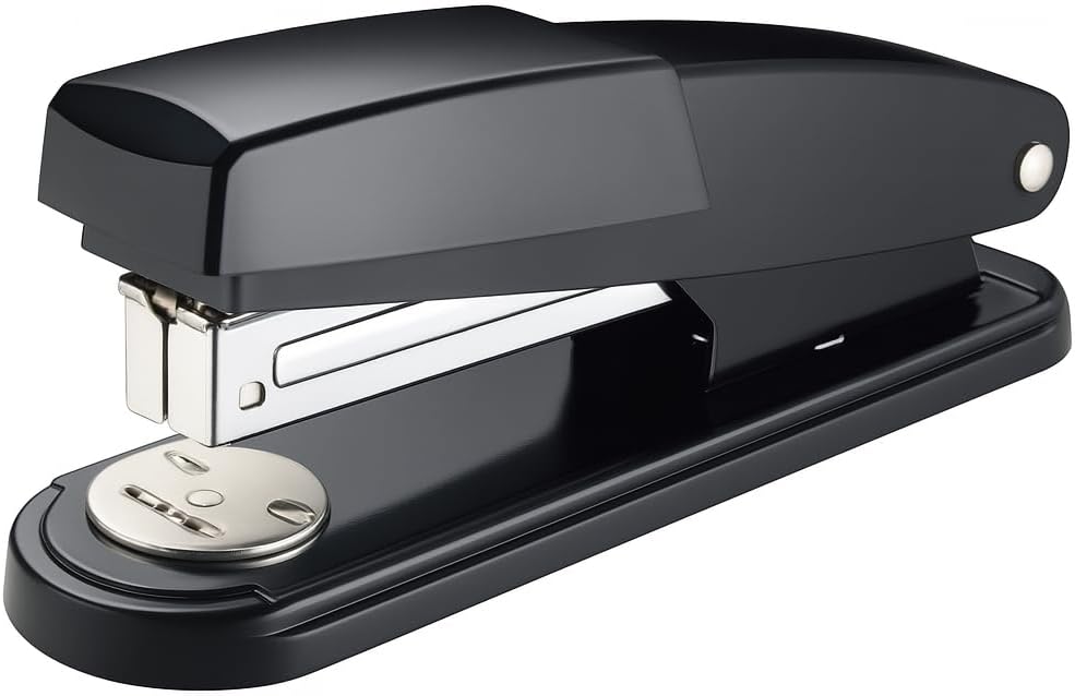 Metal Half-Strip Stapler 24/6, 26/6 - Heavy Duty, Black Office Stapler for 20-25 Sheets - Durable Desktop Stapler for Home, School, and Office Use - Easy Loading, Anti-Jam Mechanism