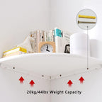 96 Pieces 12-Inch White Corner Floating Shelves (Wall-Mounted with Natural Oak Wood – Space-Saving Round End Design for Bedroom – Kitchen – and Living Room Storage)