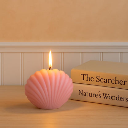 Unique Light Candle in Seashell Design Pink – Decorative Candle Light for Home & Beach Decor 8.5x4.6x6cm