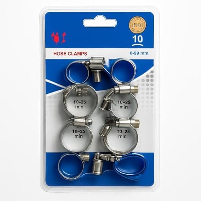 120 Pieces Adjustable Hose Clamps (8-29mm Pack of 10 - Hose Clips for Pipe – Tubing – Automotive – Plumbing – Garden Repairs)