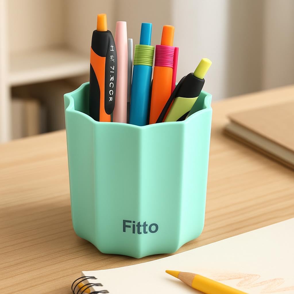 144 Pieces Plastic Pen Holders (10x8cm Assorted Colors Desk Organizer)