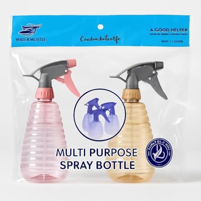 Multipurpose Spray Bottle - Refillable Trigger & Fine Mist Mister, Adjustable Nozzle for Cleaning, Plant Care, Hair, Salon, Gardening, Home Use